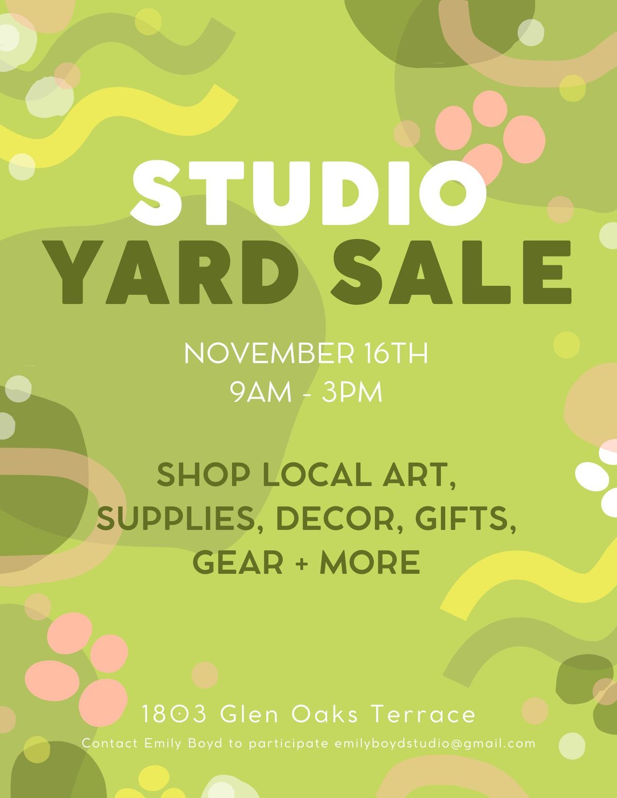 Studio Yard Sale!