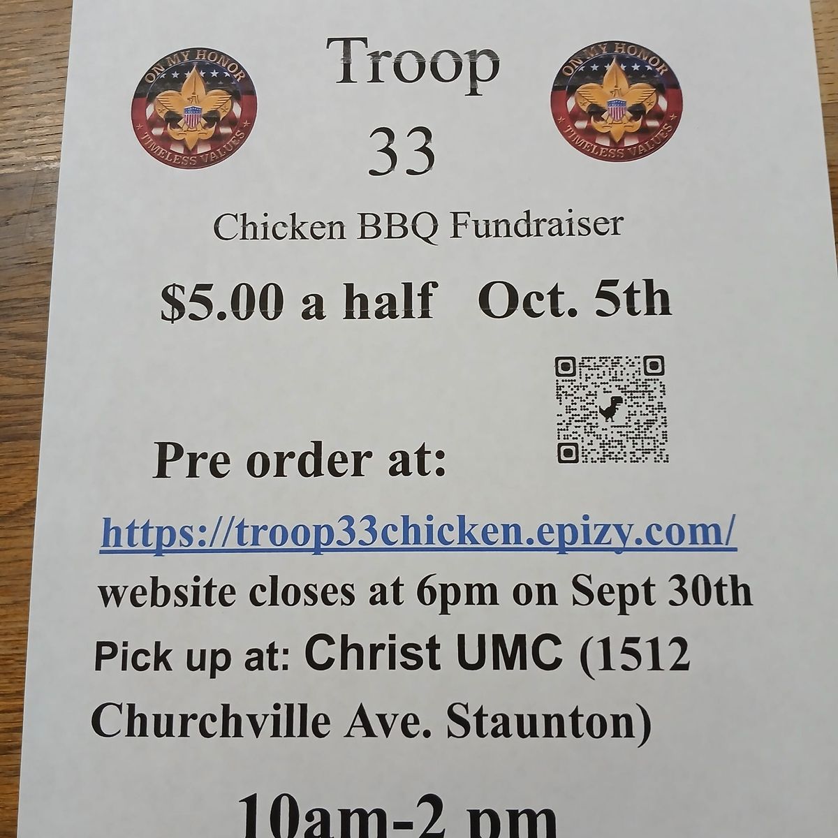 chicken BBQ fundraiser 