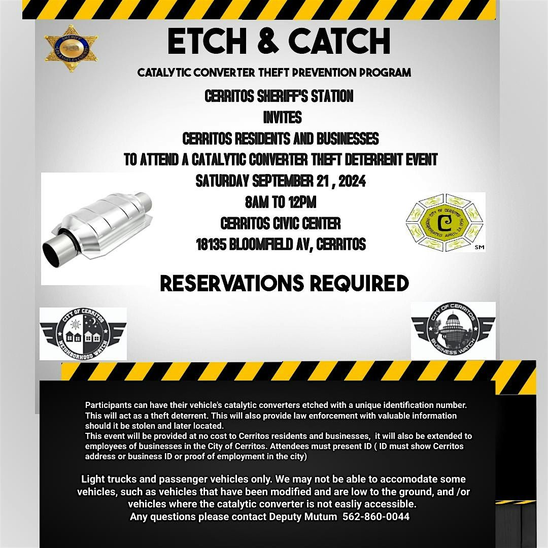 CERRITOS SHERIFF'S STATION CATALYTIC CONVERTER ETCHING EVENT