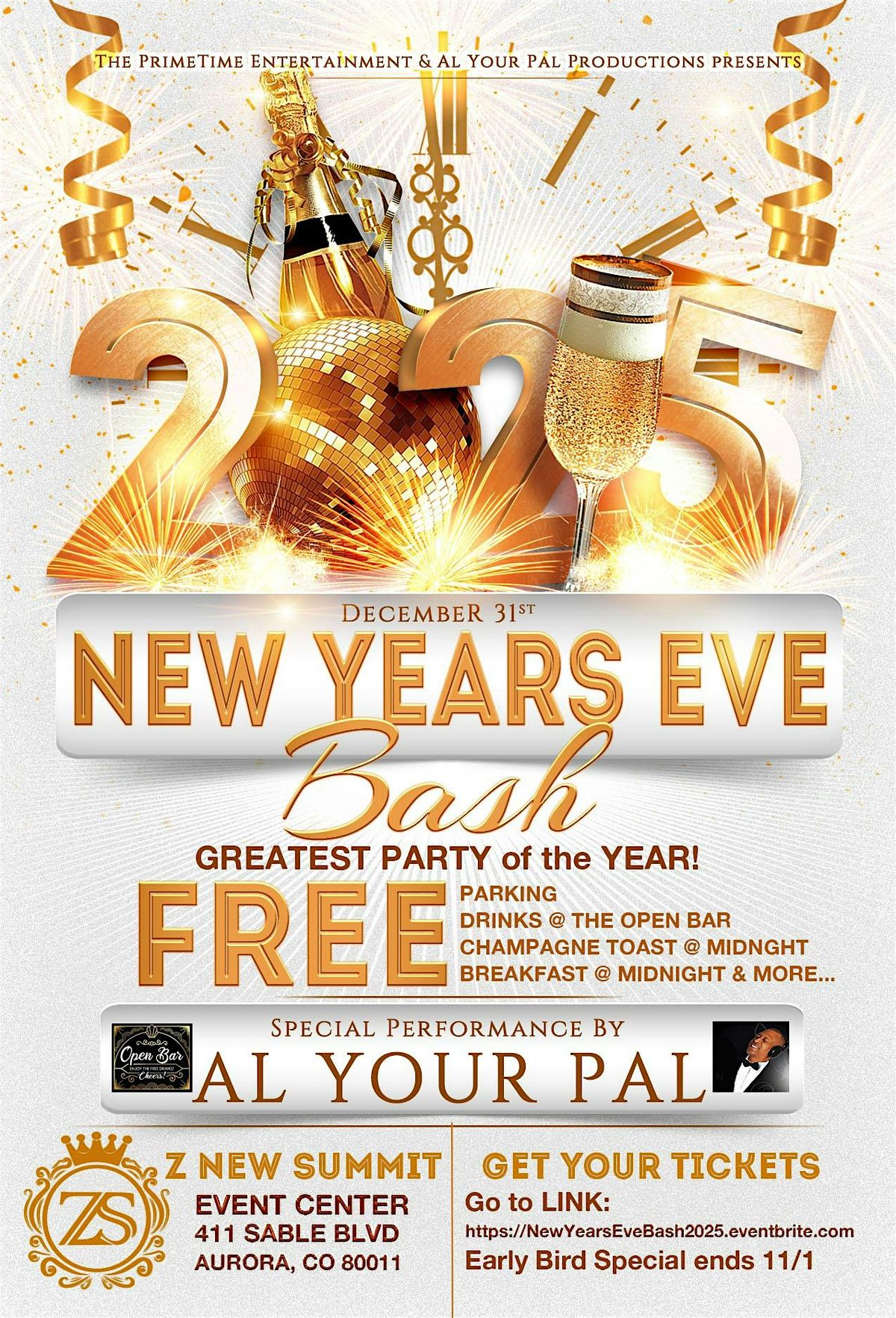 PrimeTime Entertainment & Al Your Pal Productions New Years Eve Bash 2025