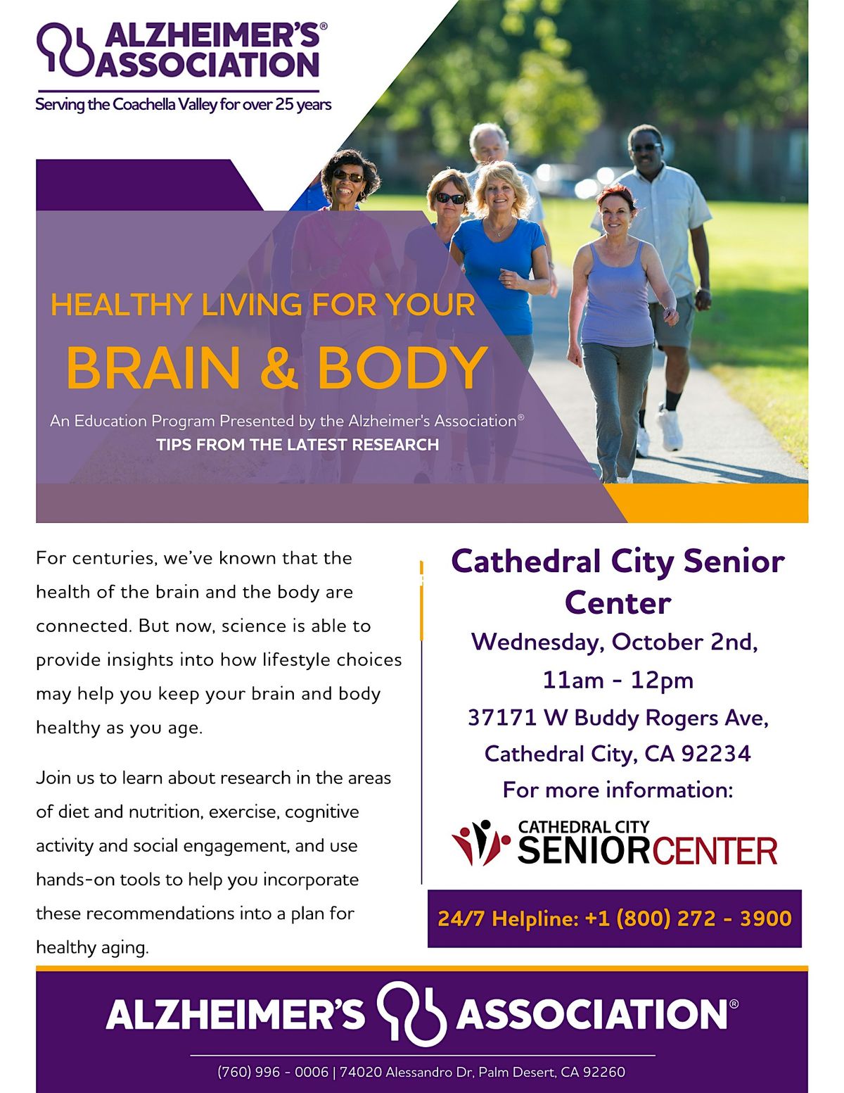 Healthy Living For Your Brain & Body - Cathedral City Senior Center