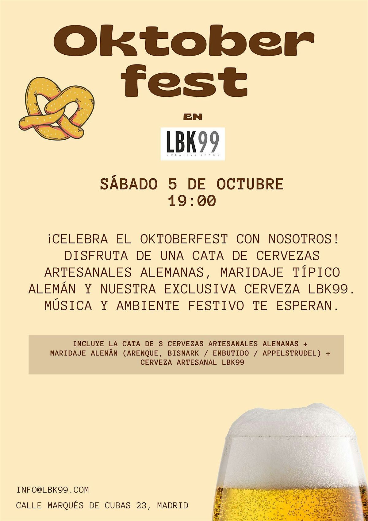 CELEBRA  EL OCTOBERFEST: Cata de cervezas y Maridaje Alemanes