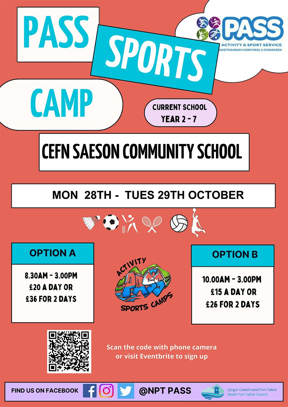 Cefn Saeson October Half Term Holiday  PASS Camp