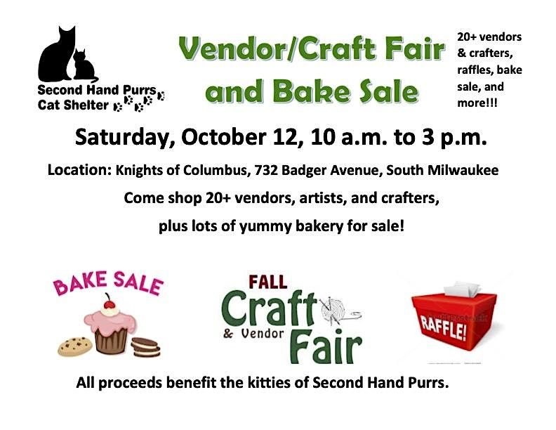 Fall Vendor\/Craft Fair and Bake Sale Saturday, October 12th