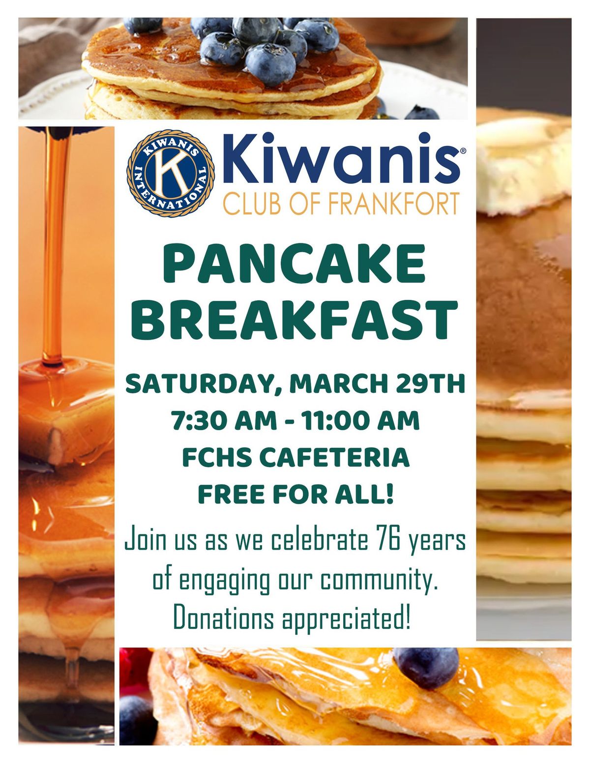 76th Annual Kiwanis Club of Frankfort Pancake Breakfast