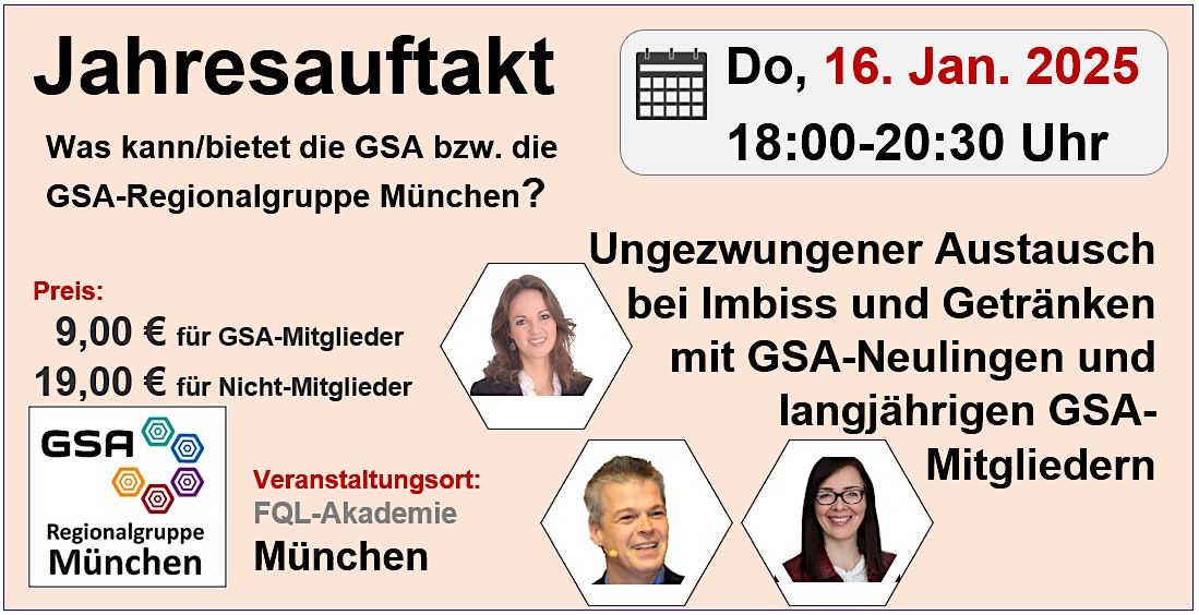 Jahresauftakt der GSA Regionalgruppe M\u00fcnchen inkl. Imbiss & Getr\u00e4nke