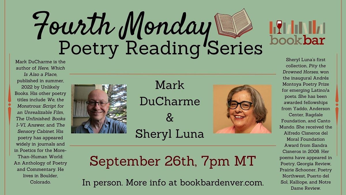 Fourth Monday Poetry Reading, BookBar, Denver, 26 September 2022