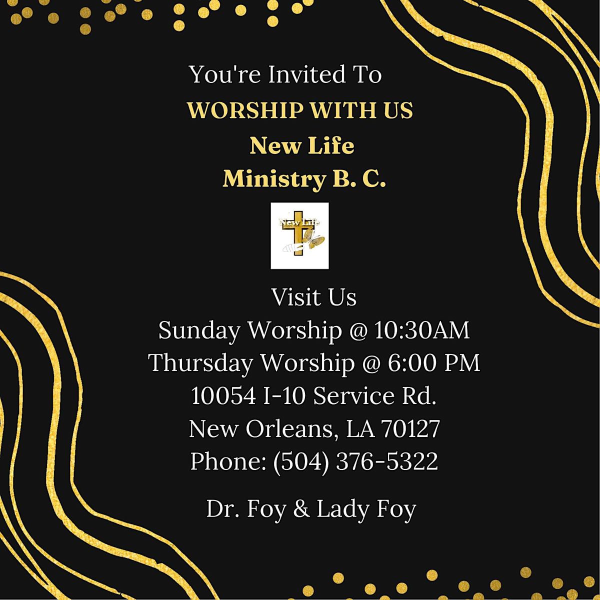 Welcome To New Life Ministry B.C.  Sunday Worship Service