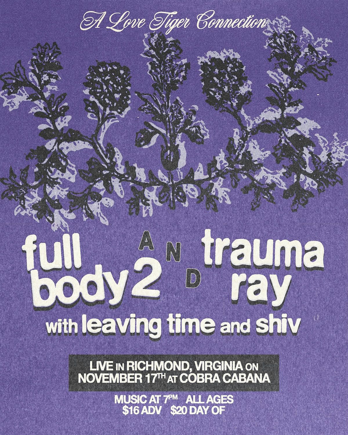 Full Body 2 & Trauma Ray LIVE @ Cobra Cabana w\/ Leaving Time & Shiv