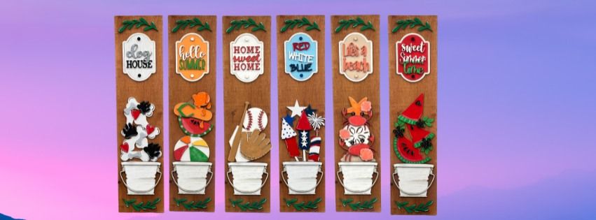 Craft & Cocktails 4ft Interchangeable Leaning Porch Sign