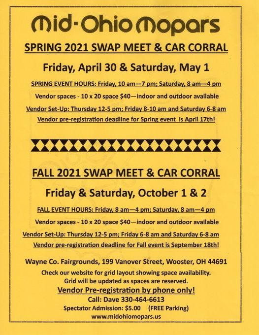 MidOhio Mopars Annual Spring All Mopar Swap Meet & Car Corral, Wayne
