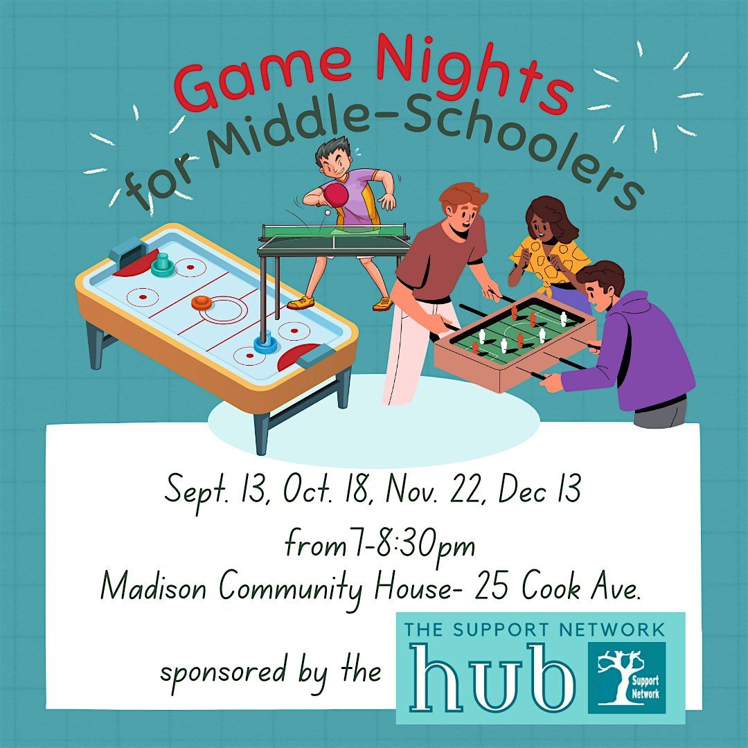 Middle School Game Night: Friday, December 22nd (7pm-8:30pm)