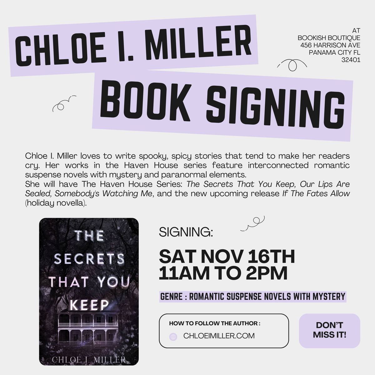 Chloe I. Miller Book Signing!