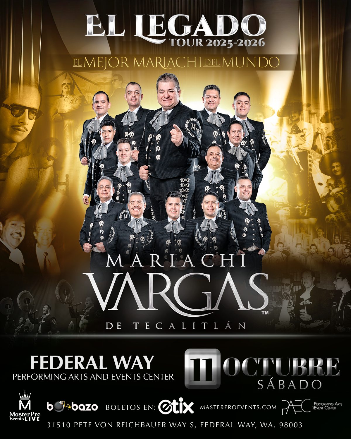 Mariachi Vargas de Tecalitlan: El Legado Tour at Luther Burbank Center for the Arts - Ruth Finley Person Theater