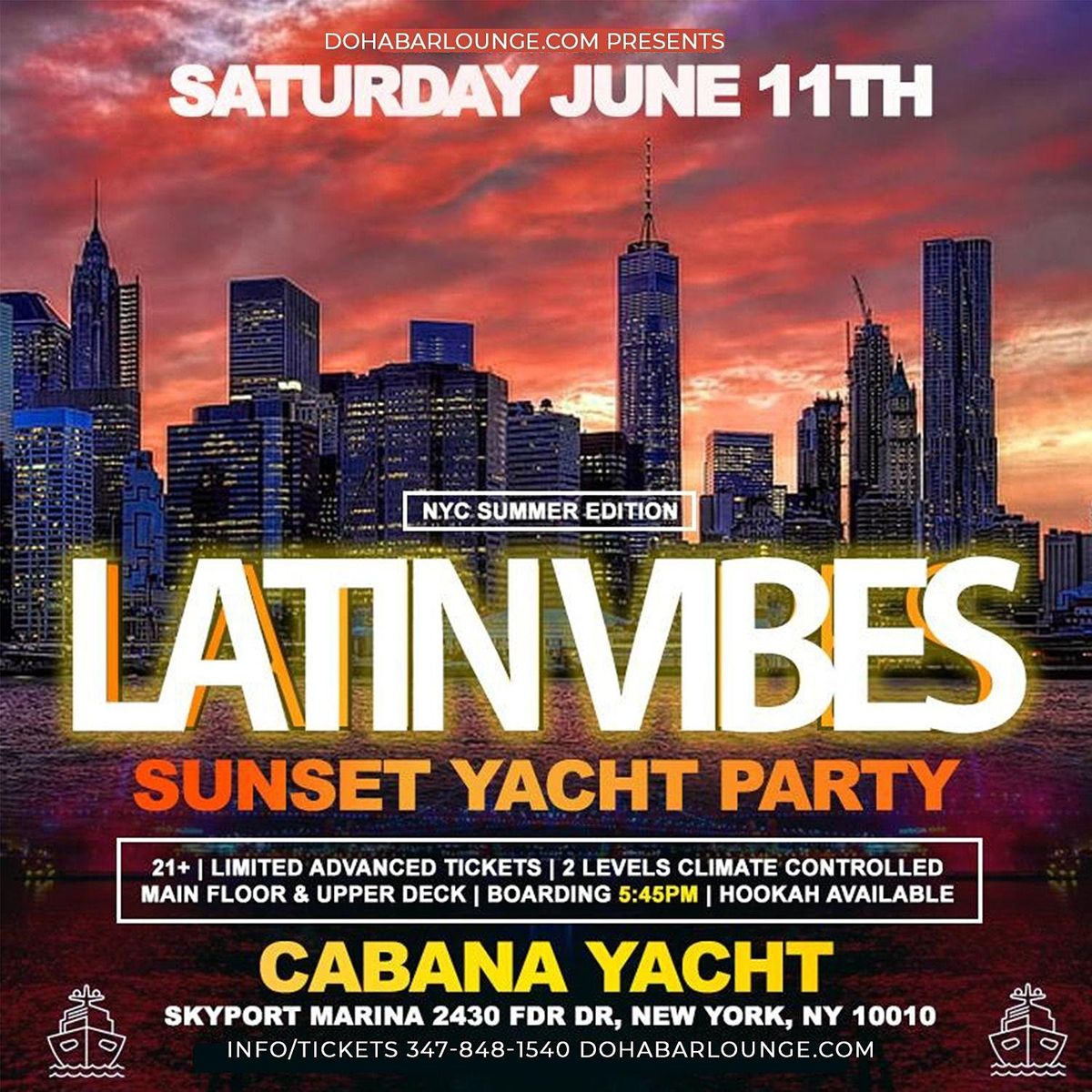 LATIN VIBES - SUNSET YACHT PARTY IN NYC