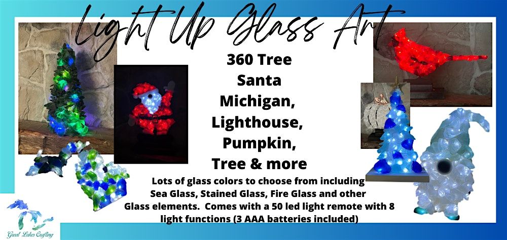 Manchester Light UP 360 Tree & Glass and Wood Michigan, Gnome & More