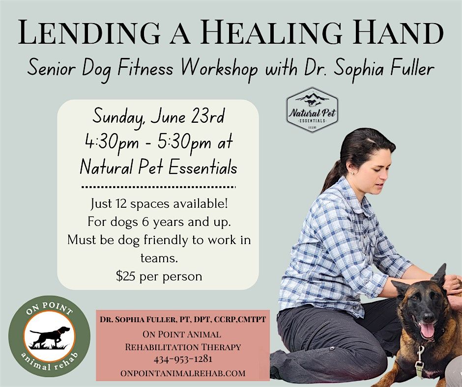 Senior Dog Fitness Workshop with Dr. Sophia Fuller, PT, DPT, CCRP, CMTPT