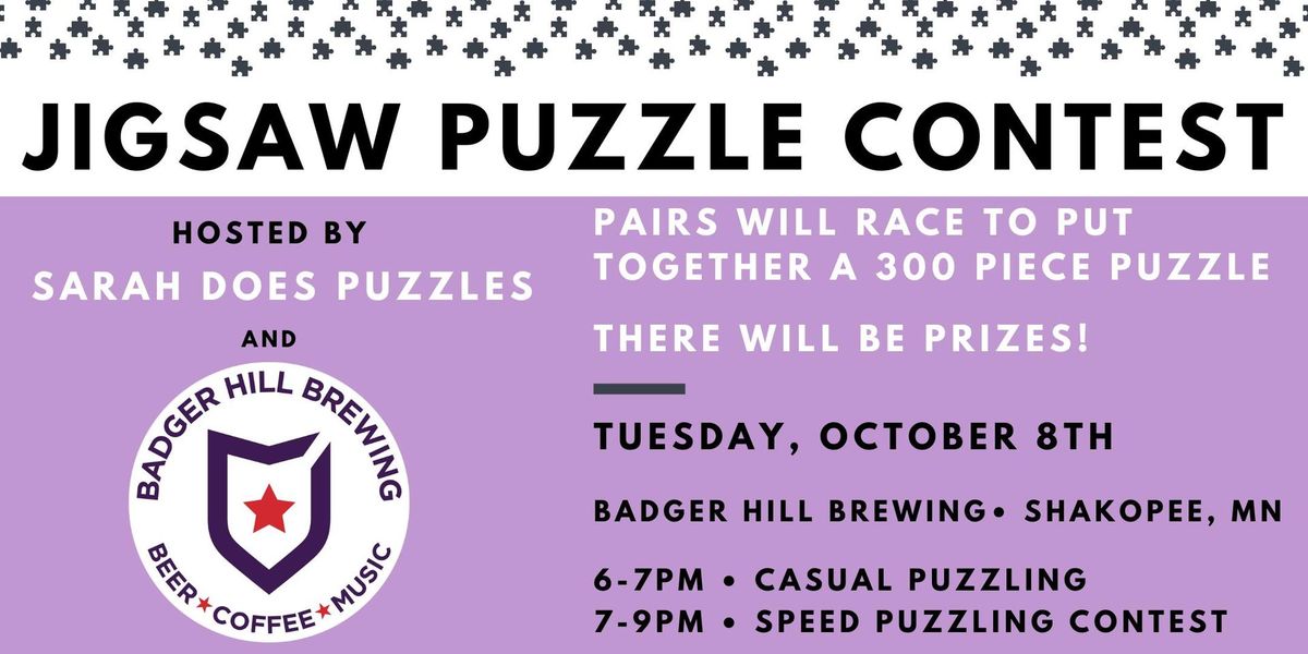 Pair Jigsaw Puzzle Contest at Badger Hill Brewing with Sarah Does Puzzles