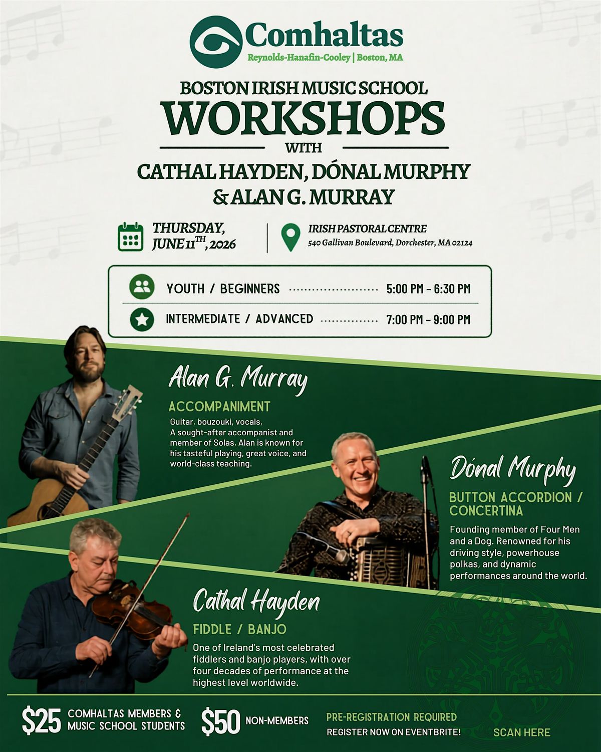 Boston Irish Music Workshops - Cathal Hayden, D\u00f3nal Murphy & Alan Murray