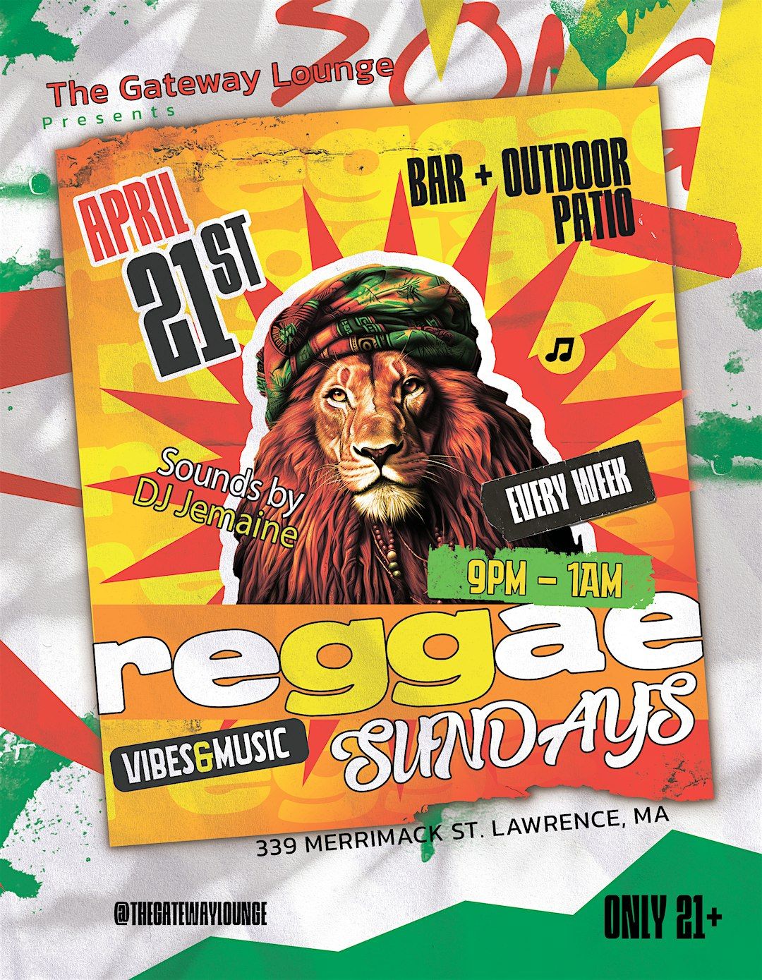 Reggae Sundays at The Gateway Lounge in Lawrence, Ma