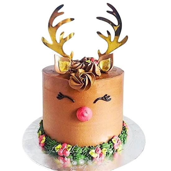 Sharp and Smooth Buttercream Reindeer Cake