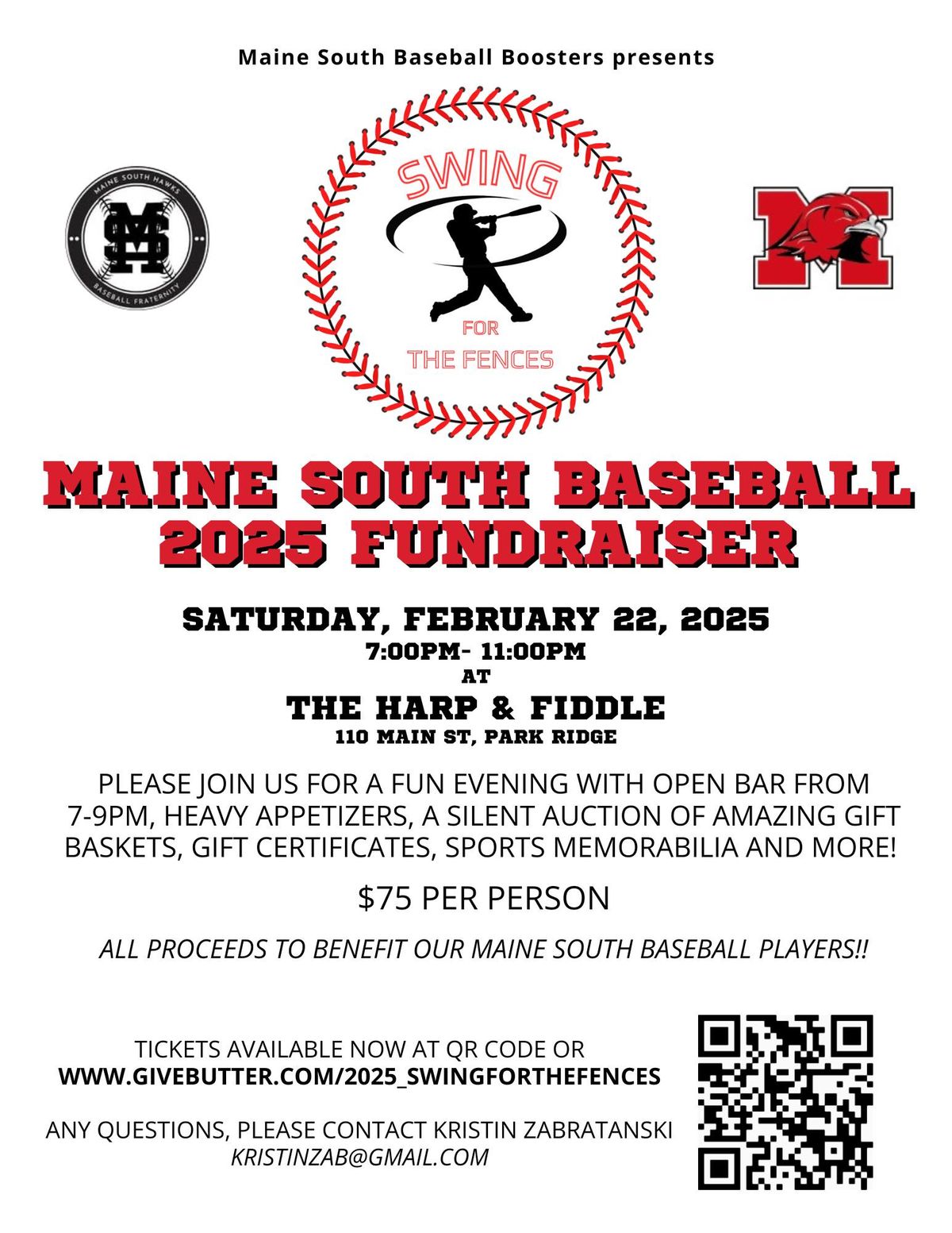 "Swing for the Fences" - a fundraiser for Maine South Baseball