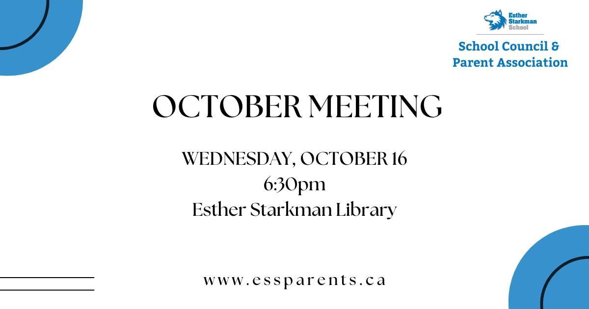 October Meetings - School Council & Parent Association