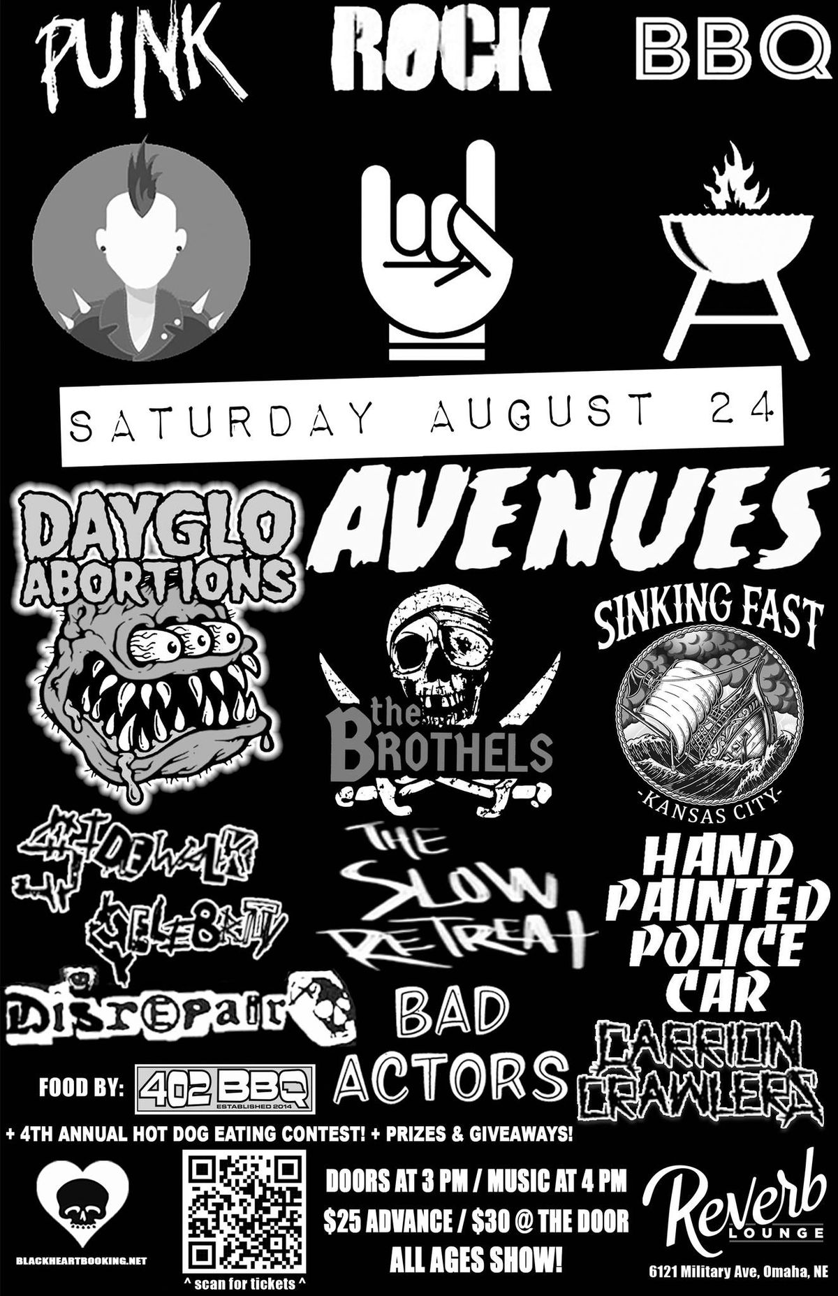 Punk Rock BBQ 2024! Dayglo Abortions, Avenues, the Brothels, Sinking Fast, Sidewalk Celebrity +more!