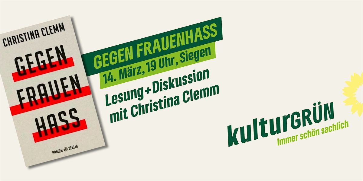 Gegen Frauenhass - Lesung&Gespr\u00e4ch mit Christina Clemm