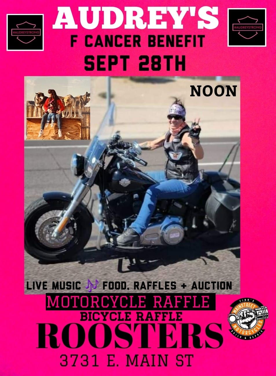 AUDREY STRONG BENEFIT @ ROOSTERS WITH MAINSTREET MOTORCYCLES 