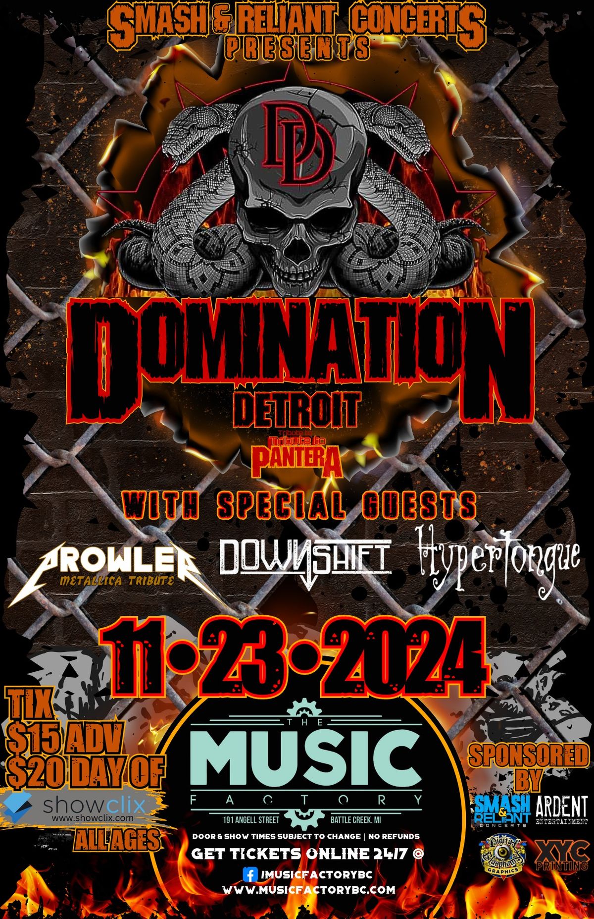 Domination - Detroit's tribute to Pantera w\/Prowler - tribute 2 Metallica, DOWNSHIFT & HYPERTONGUE