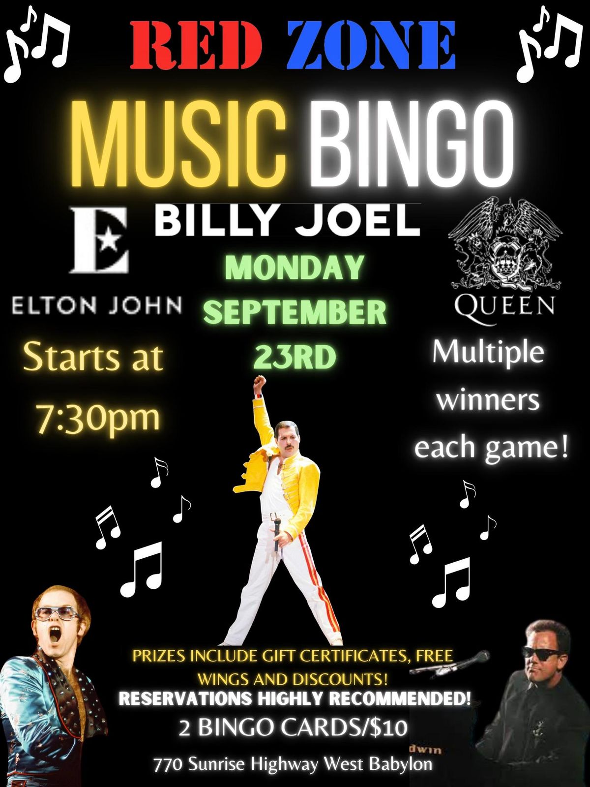 Billy Joel, Elton John and Queen Music Bingo w\/ DJ Ben-E