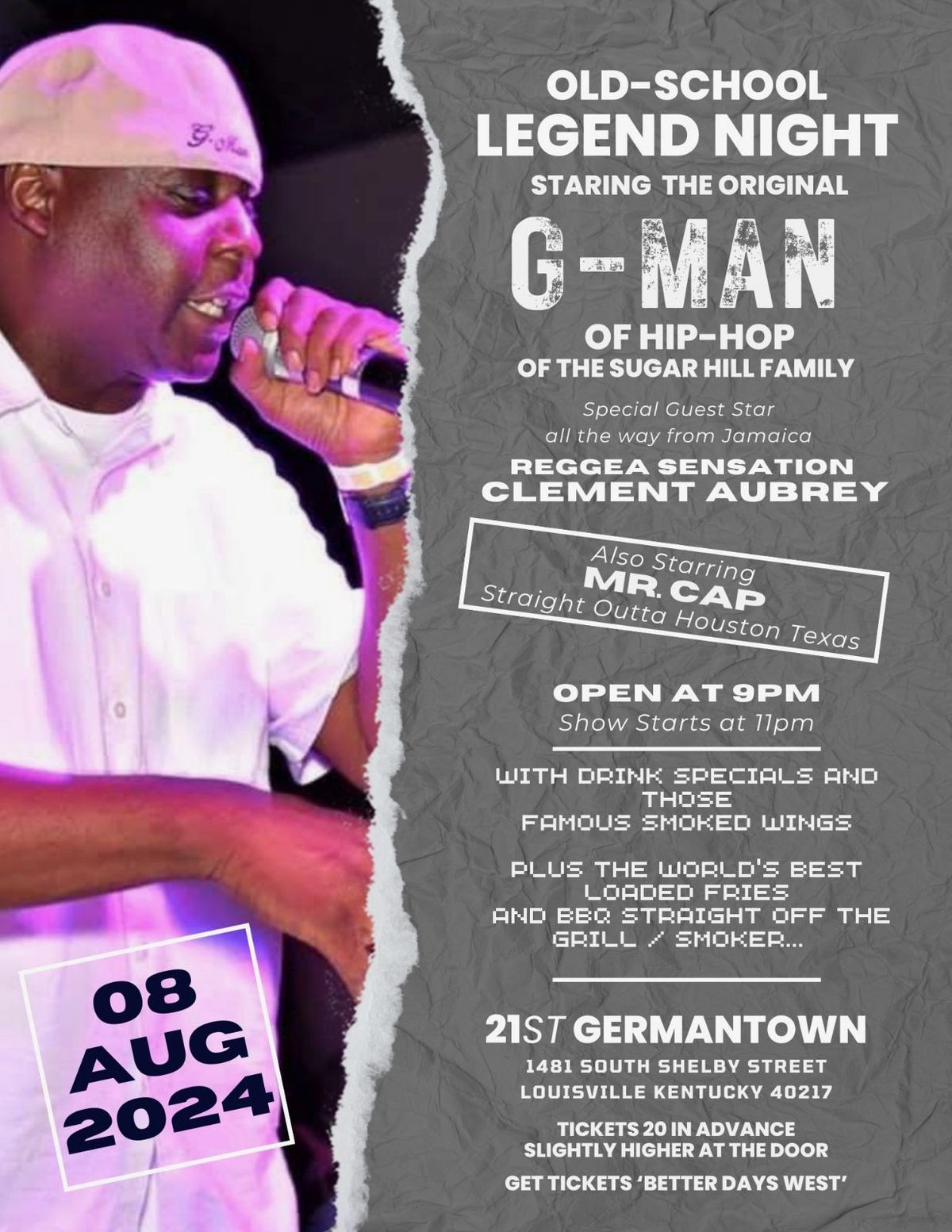 Old School Legend Night Starring The Original G-Man of Hip-Hop of the Sugar Hill Family