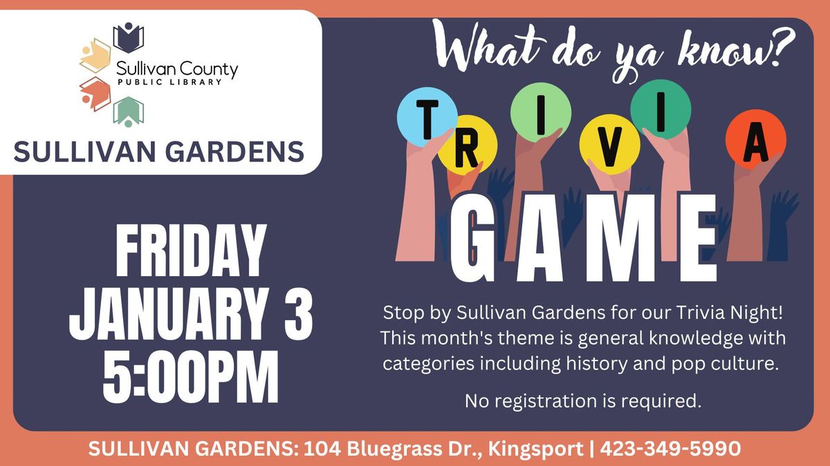 Trivia Night at the Sullivan Gardens Library