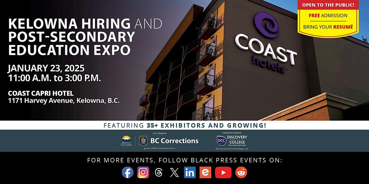 FREE Kelowna Hiring & Post-Secondary Education Expo 2025