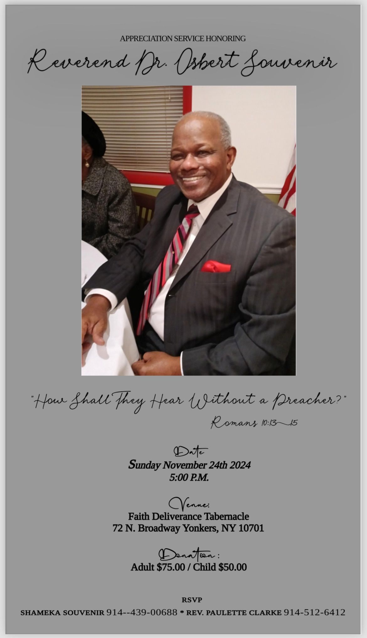 Appreciation Service Honoring Reverend Dr. Osbert Souvenir