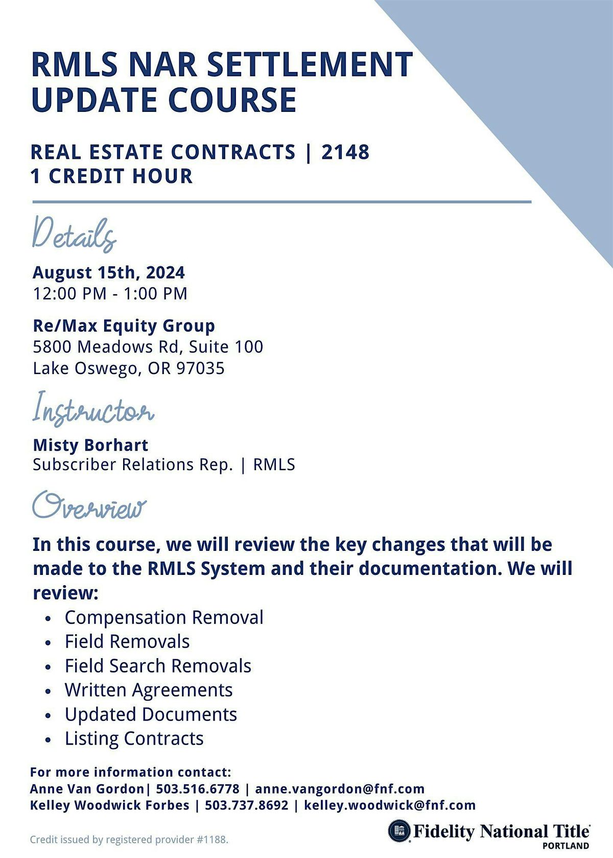 RMLS NAR Settlement Update Course