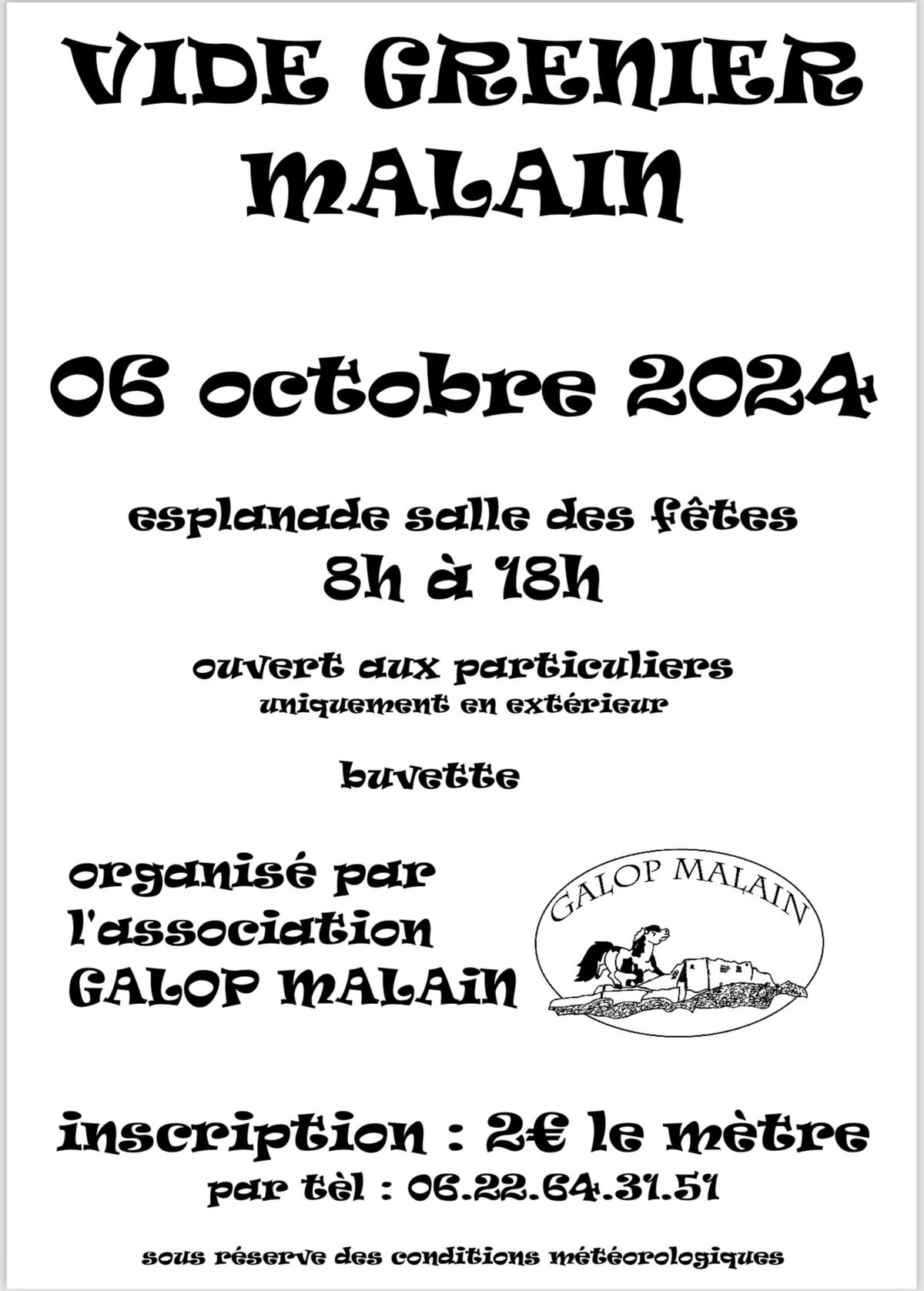 Vide grenier du GALOP MALAIN