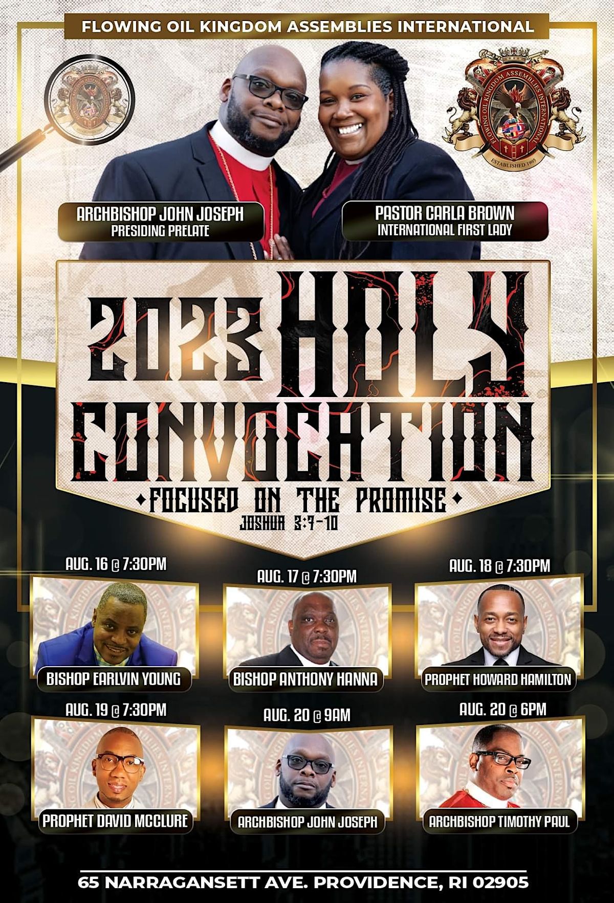 Holy Convocation 2023, 65 Narragansett Ave, Providence, 16 August to 20