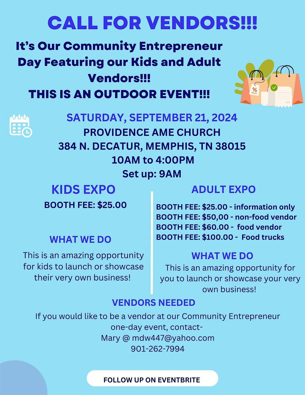 Community Entrepreneur Day Featuring Kids and Adult Vendors!