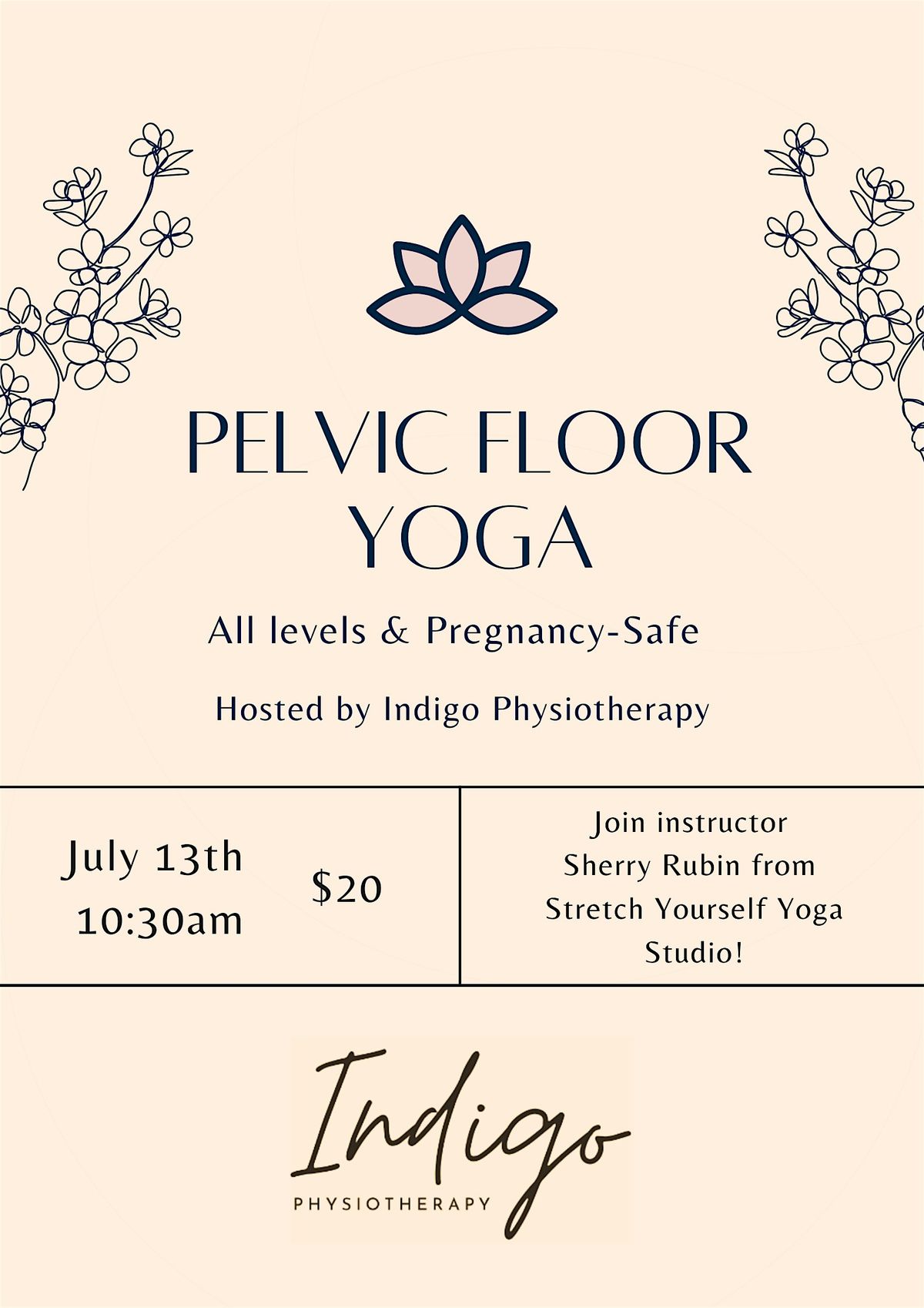 Pelvic floor yoga at Indigo Physiotherapy in Cabin John Mall