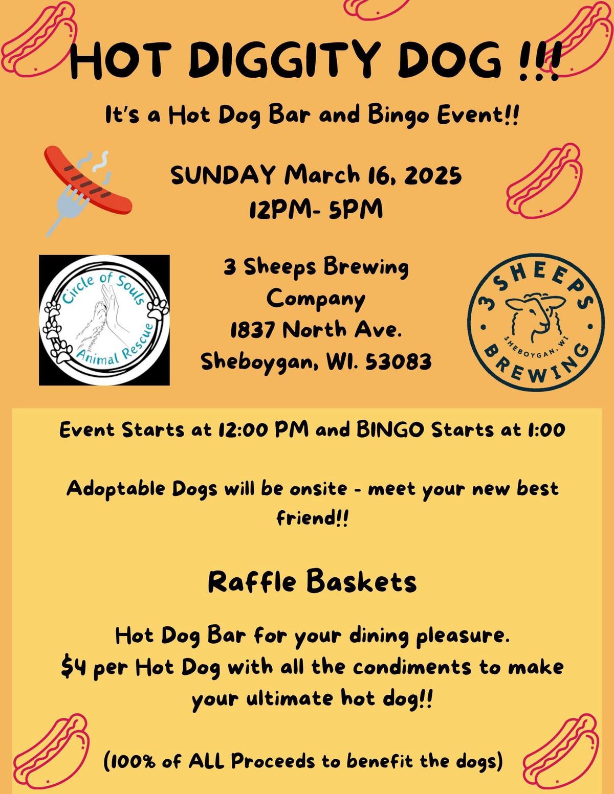 Hot Diggity Dog - It\u2019s a Hot Dog Bar and Bingo Event! 