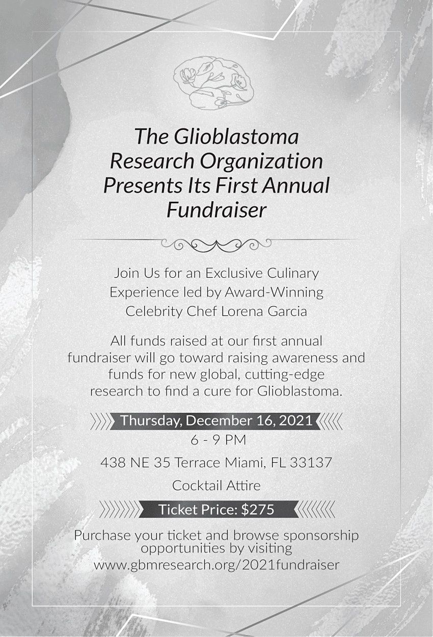 The Glioblastoma Research Organization Presents Its First Annual Fundraiser