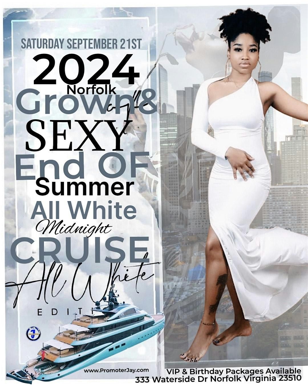 2024 Grown & Sexy End of Summer All White Midnight Cruise Norfolk