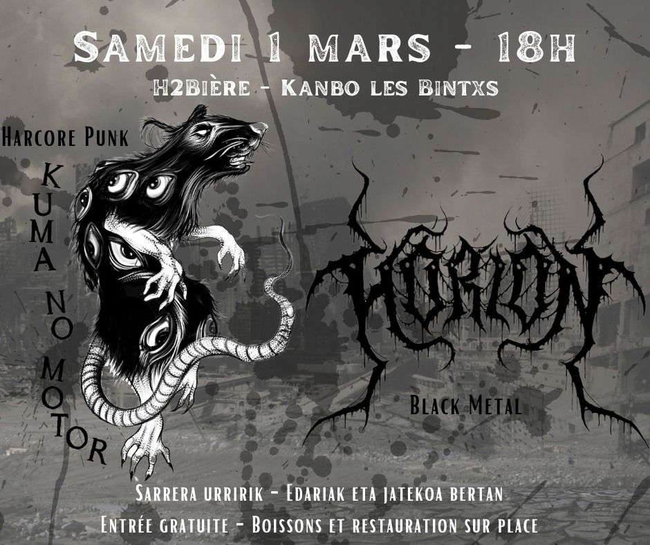 Samedi 1 mars : Kuma No Motor et Horion (Concert)