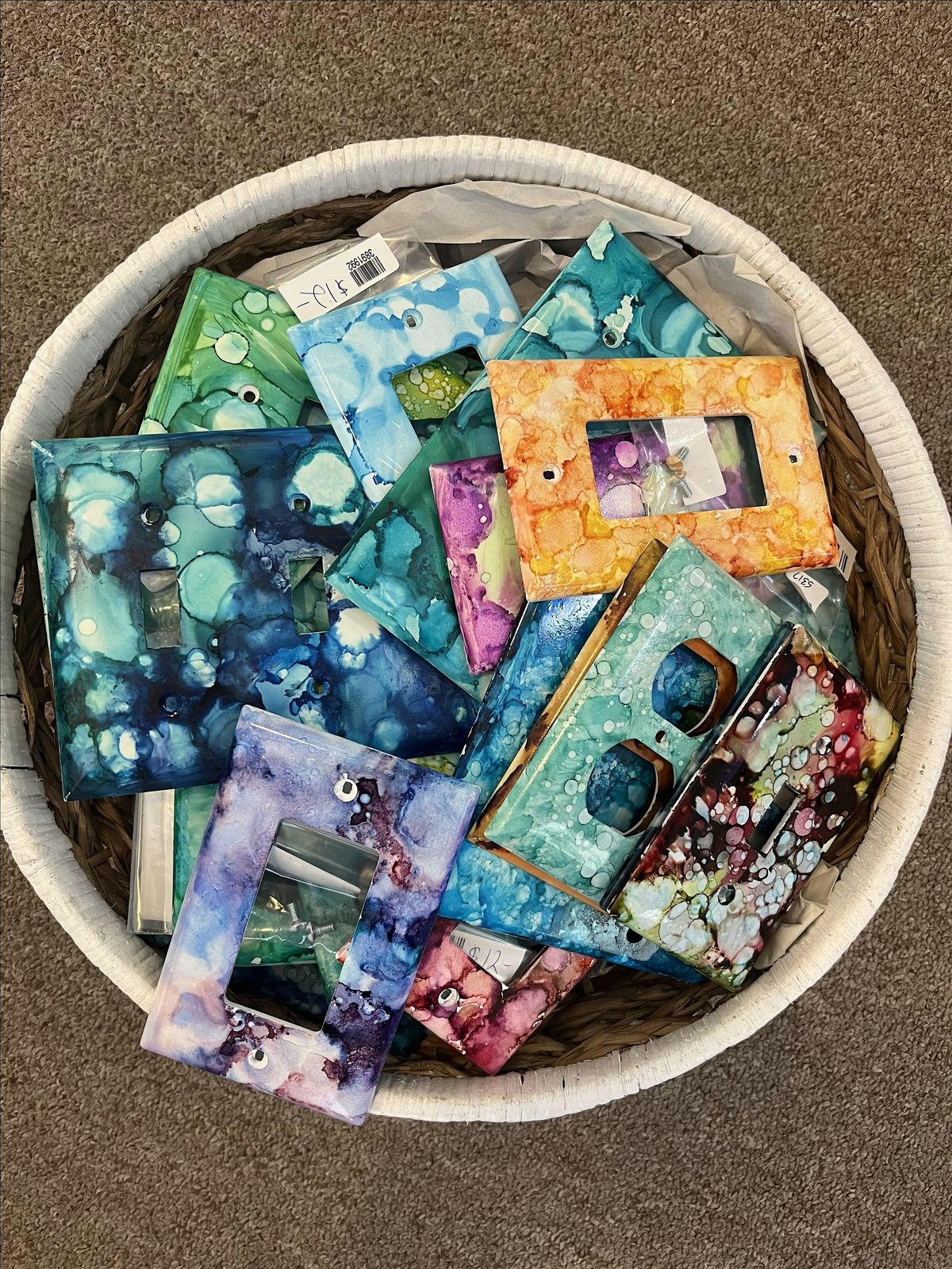 Painted Light Switch Covers using Alcohol Inks