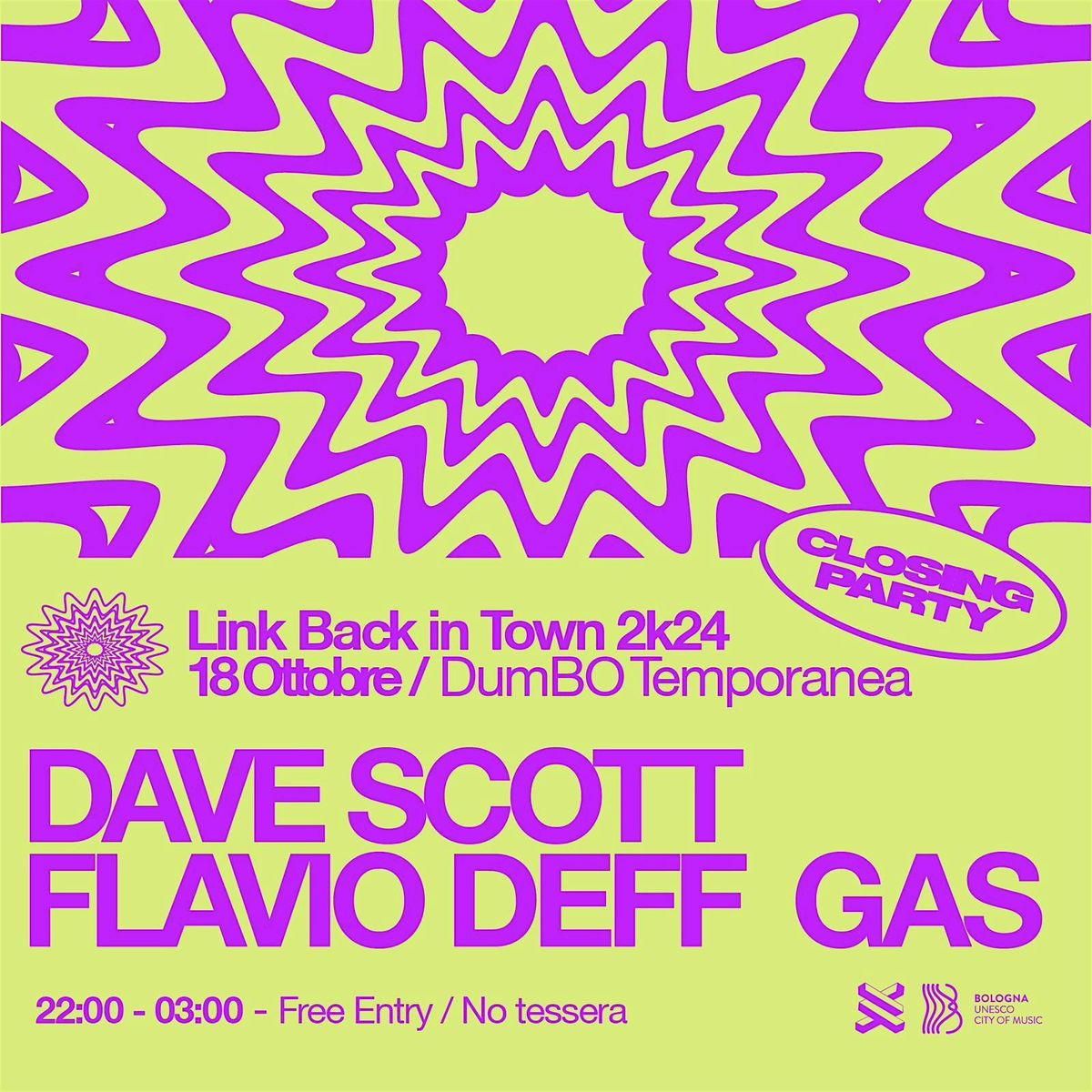 Link Back in Town 2k24, DumBO, Bologna, 18 October to 19 October