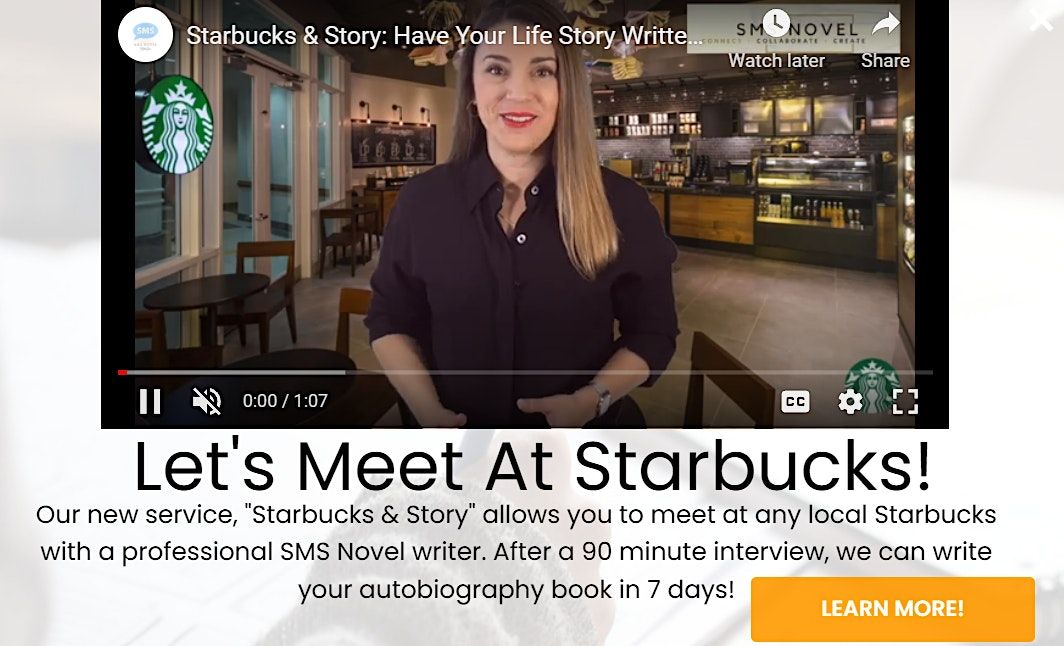 Starbucks & Story: Have Your Life Story Written By a Pro Writer Over Coffee