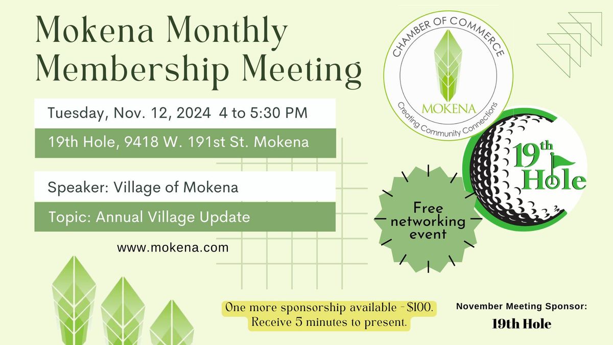 Nov. 2024 Mokena Chamber Monthly Membership Meeting