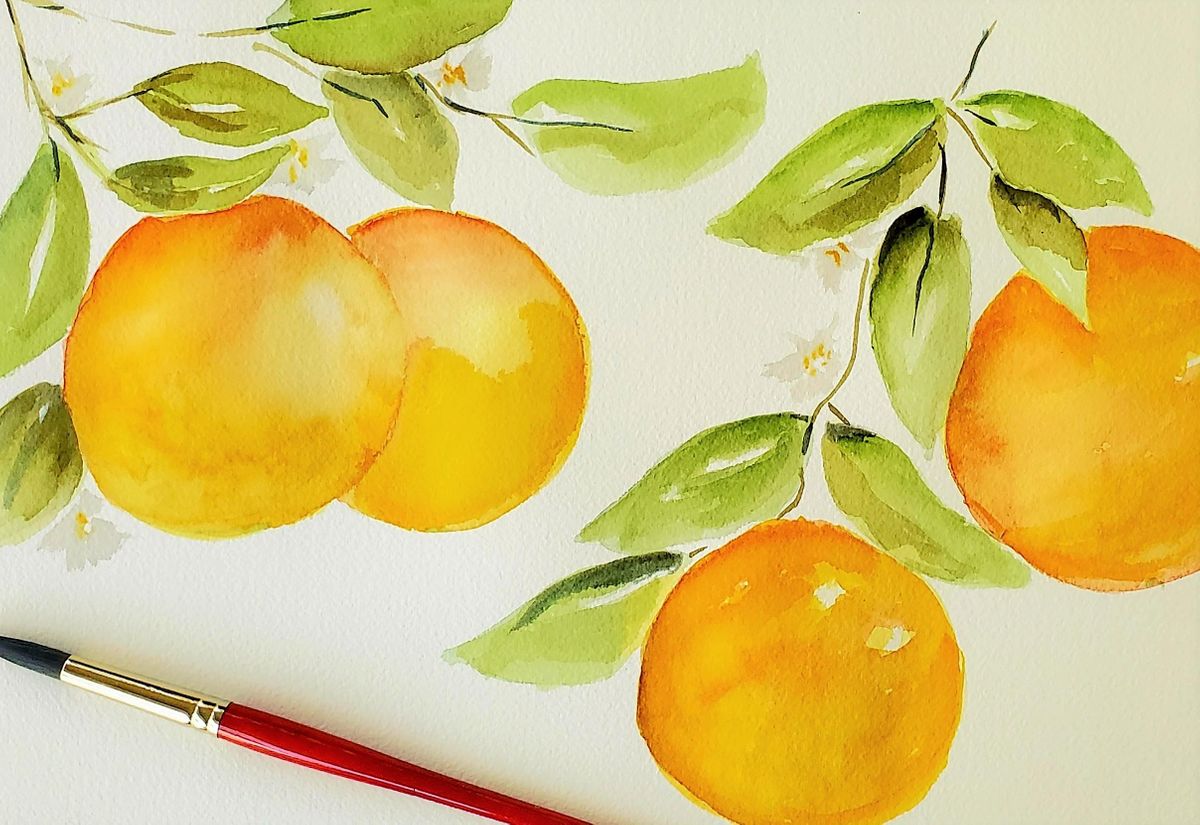 Watercolor for Beginners: Oranges and Orange Blossoms